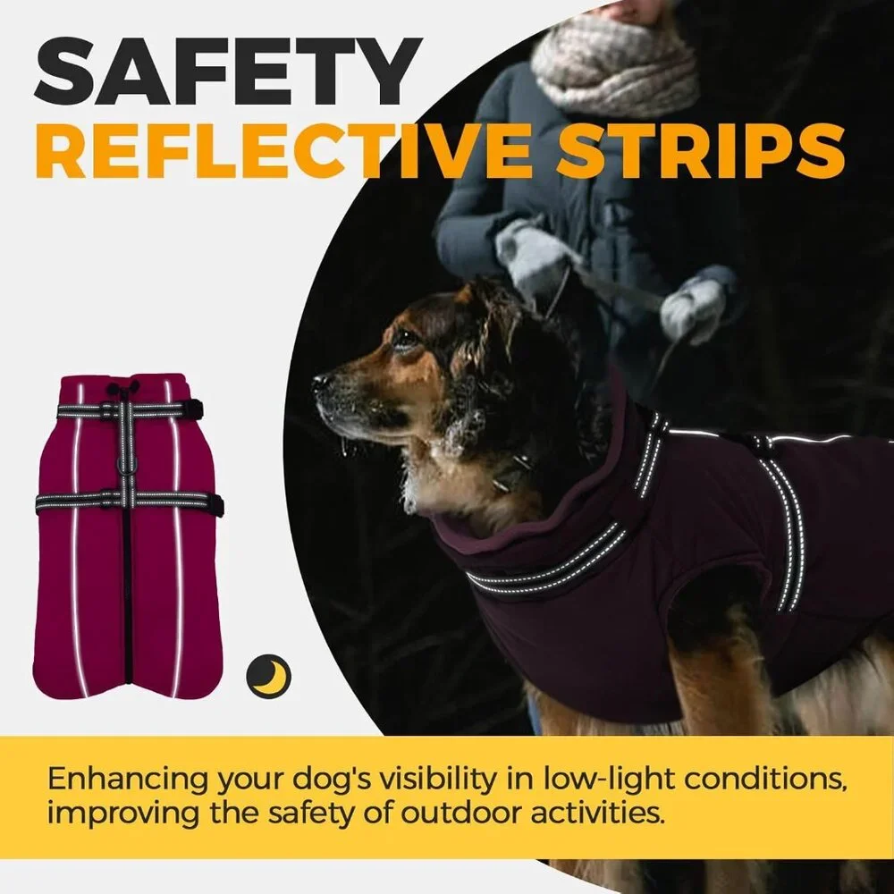 Lelepet Dog Coat for Large Dogs Waterproof Dog Jacket with Harness Built in